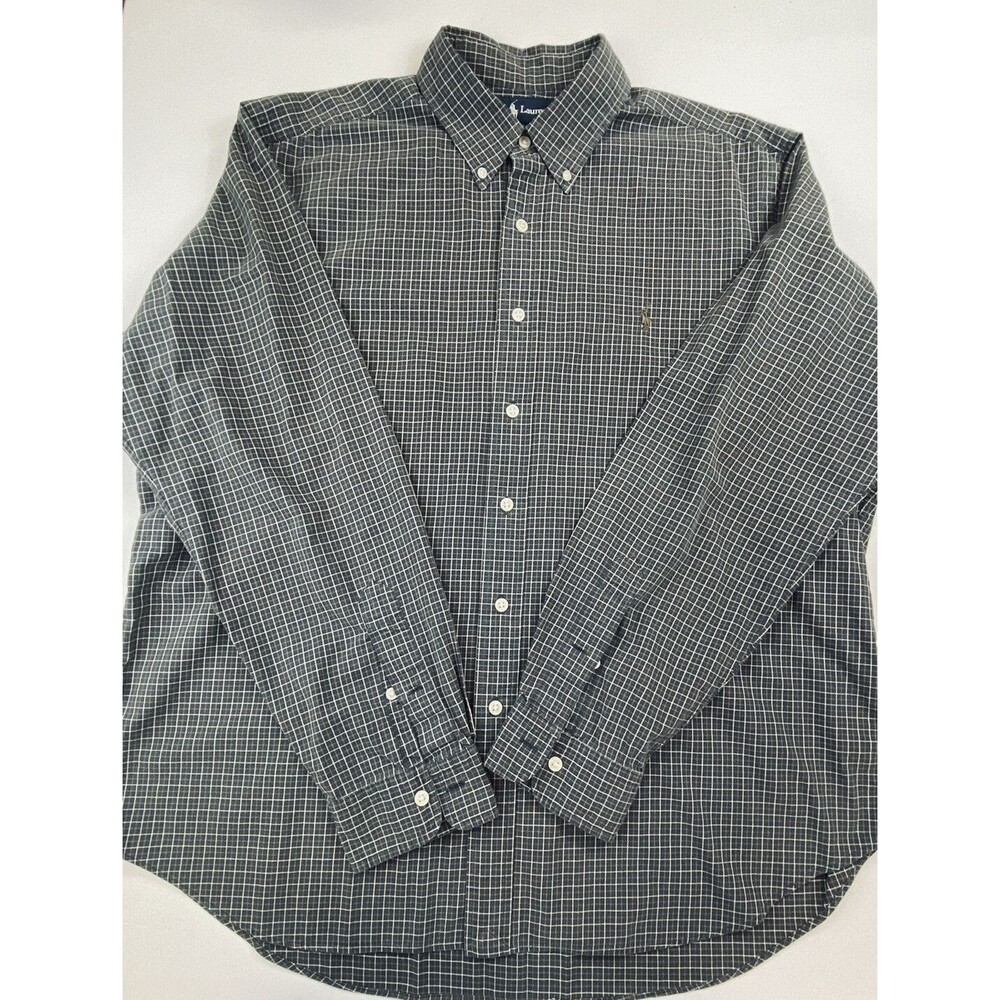 Ralph Lauren Mens Long Sleeve Checkered Button Down Classic Fit Size XL